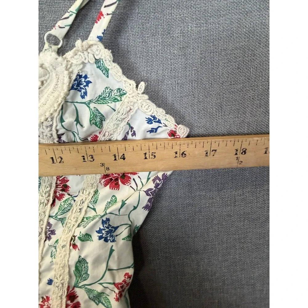 Free People Size 4 Corset Top Ivory Lace Floral Cami Sexy Festival
